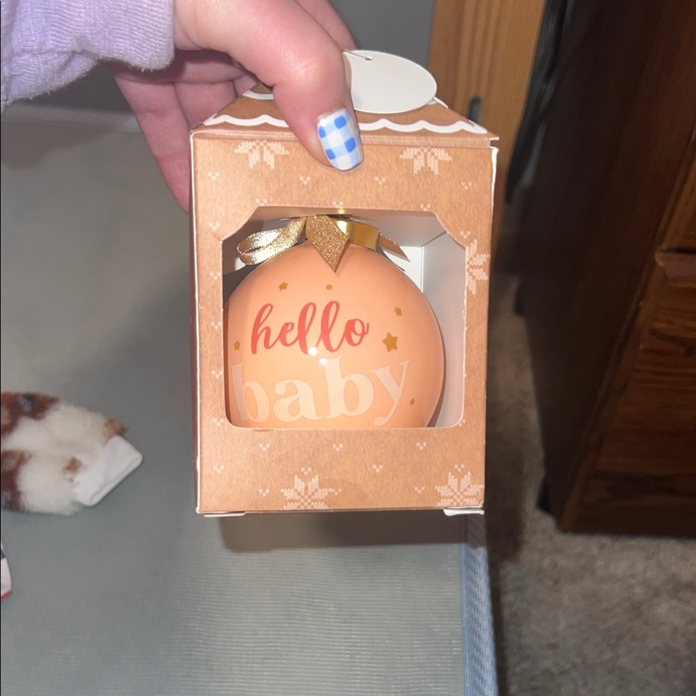 Peach 'hello baby' Decorative Ornament